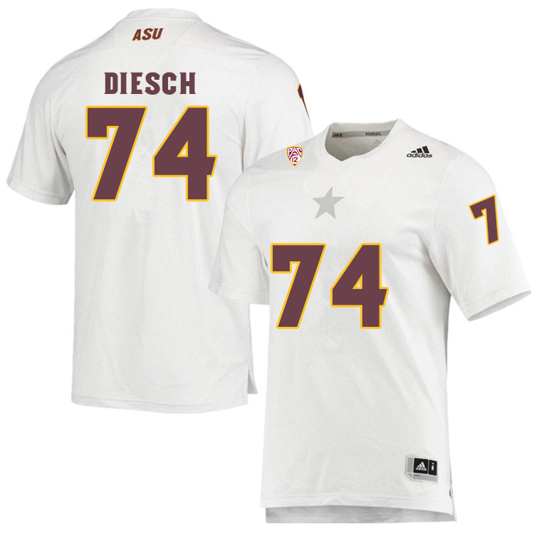 Men #74 Kellen DieschArizona State Sun Devils College Football Jerseys Sale-White - Click Image to Close